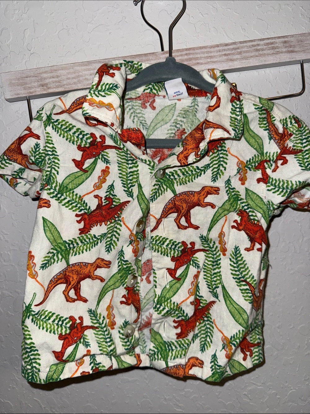 Old Navy Dino Button-Down Shirt - Green & Orange